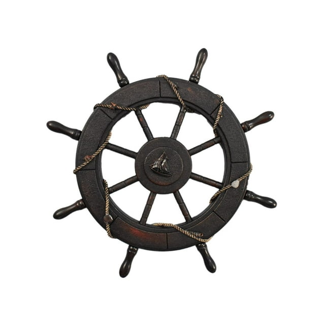 Volante de barco de madera decoración pirata colgante playa tema 62cm Zulema Timón de barco colgante