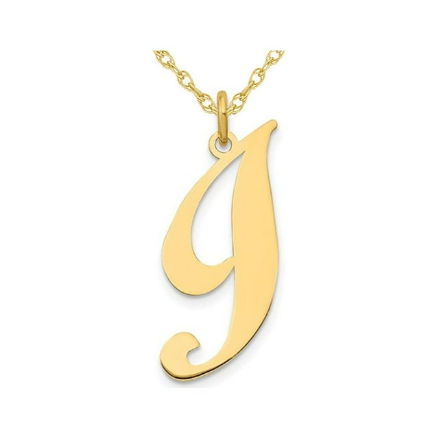 Pendentif Collier Initiale en Or Jaune 10K avec Chaîne