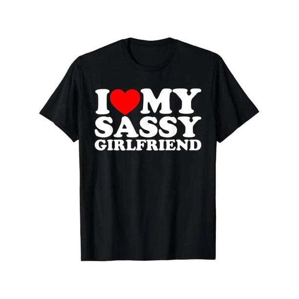 Camiseta de algodón de manga corta "Amo a mi novia atrevida" para hombres y mujeres