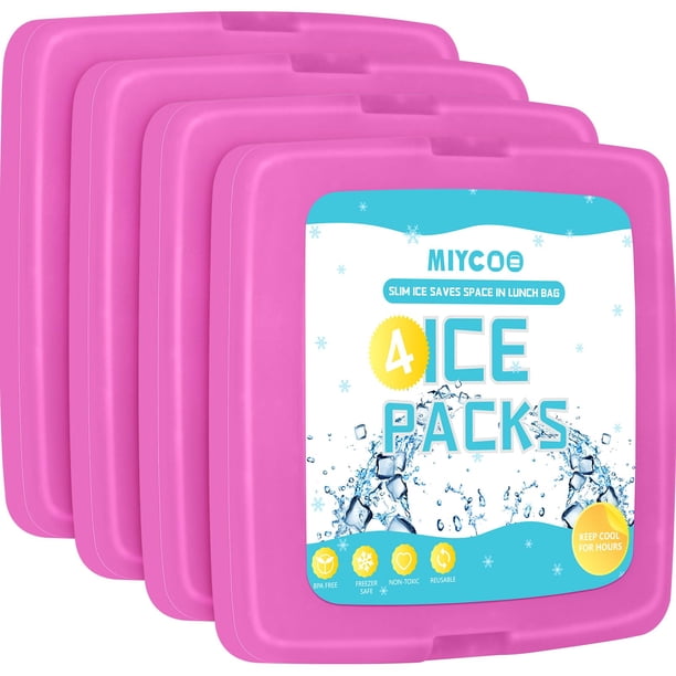 Ice Packs MIYCOO Slim, juego reutilizable, paquete de 4 unidades, 13 x 1,8 x 13 cm