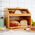 thumbnail image 4 of Bread Box For Kitchen Countertop Double Layer Bread Storage With Clear Windows, Extra Large Bread Container, Rustic Farmhouse Style Bamboo Wooden Bre, 4 of 5