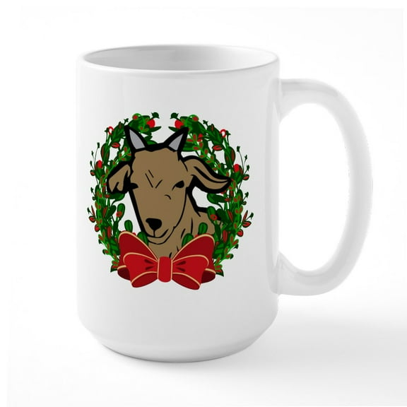 CafePress - Christmas Goat Mugs - 15 oz Ceramic Large White Novelty Mug
