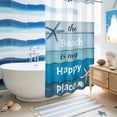 thumbnail image 5 of No Hook Shower Curtain with Built-in Rings - Farmhouse Beach Washable Waterproof Fabric Bathroom Curtains for Hotel,Rentals, Stall 36 X 72 Inch , Starfish Bule Wood Texture Coastal, 5 of 9
