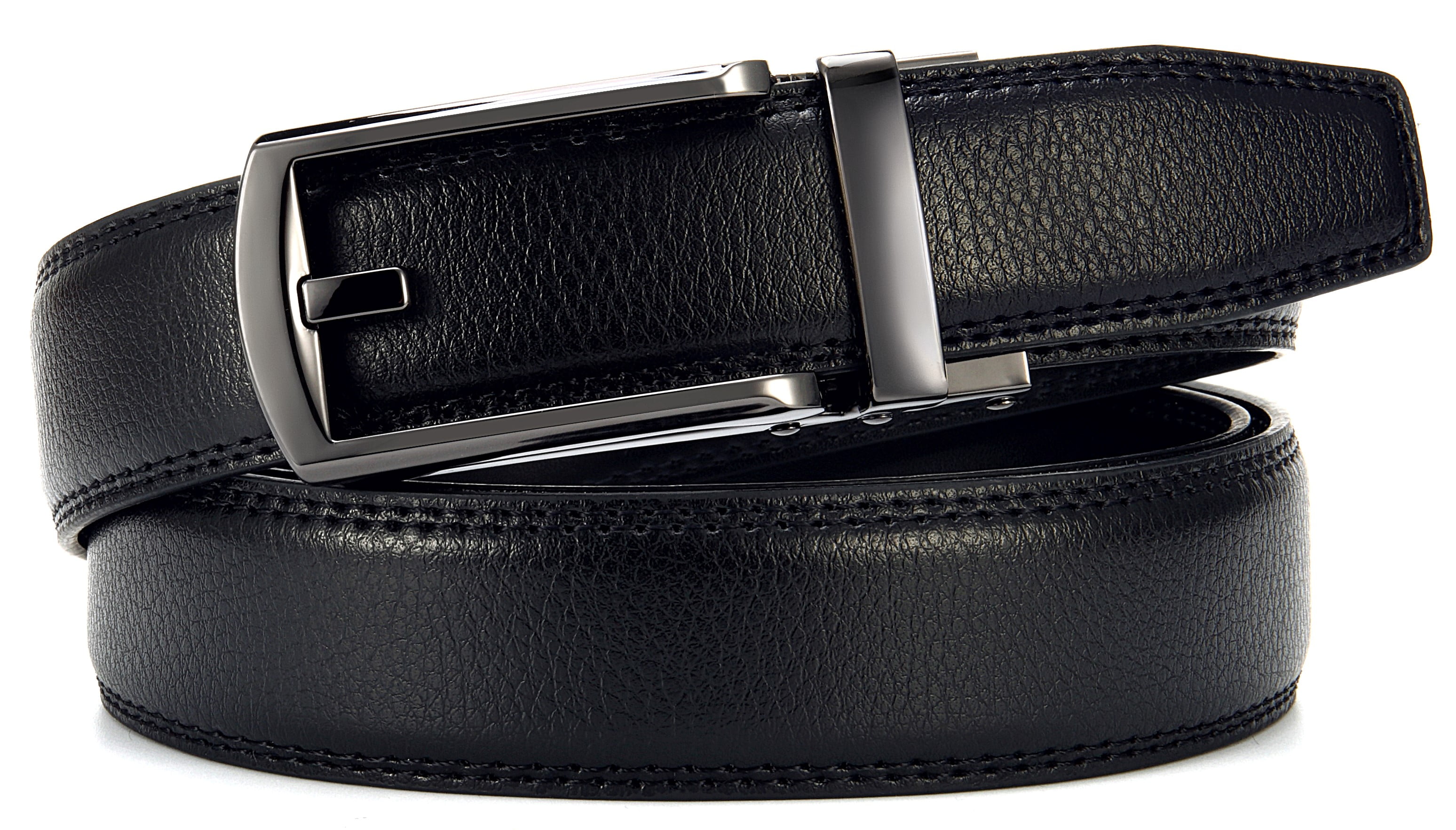 CHAOREN Reversible Belt for Men - Mens Dress Belt 35mm Plaque Buckle Belt for Dress Pants - Adjustable Trim to Fit