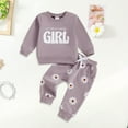 thumbnail image 2 of 6T Girls Clothes Winter Toddler Baby Boy Fall Winter Outfits Letter Crewneck Sweatshirt Casual Pants 2Pcs Clothes Set Toddler Sweatsuit Girl, 2 of 7