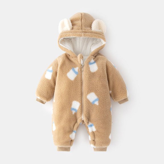 Yidarton Baby Plus Velvet Outer Wear Jumpsuit Autumn And Winter Baby Cotton Out Winter Padded Climbing Clothes Children Cute Cotton Ha Clothes Yellow