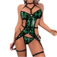thumbnail image 1 of Conjunto de lencería con estampado navideño para mujer, sujetador, liga y bragas, picardías, ropa de dormir recortada Fridja nalpqowj43155, 1 of 5