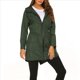 thumbnail image 1 of Chaqueta Impermeable para Mujer con Capucha y Cremallera Frontal de Longitud Media para Exteriores. Verde Oscuro L, 1 of 8