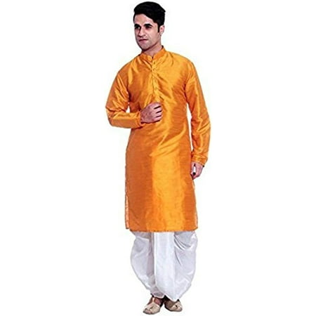 

Royal Men s Silk Blend Dhoti & Kurta Set_Orange
