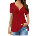 thumbnail image 2 of Aloohaidyvio Tops for Women,Womens Casual V-Neck Bow Sexy Short-Sleeved T-Shirt Top, 2 of 6