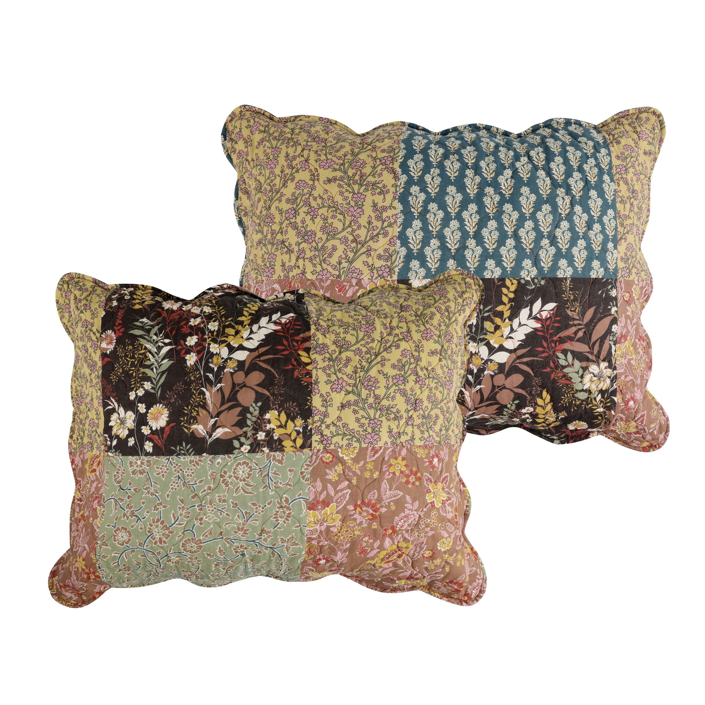 Greenland Home Fashions Hazel Cotton-Rich Quilted Patchwork Print Pillow Sham, All Ages, King