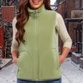 thumbnail image 2 of Women's Polar Vest Jacket Full-Zip Warm Sleeveless Outwear Color: Green Size: XXL, 2 of 4