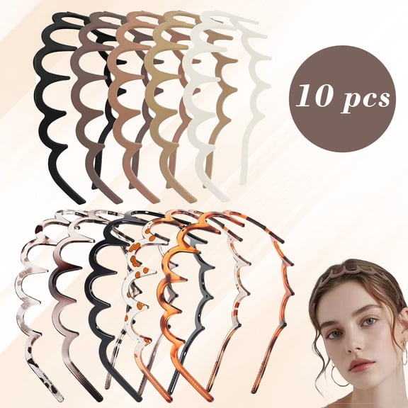 GIRACOA 10 Pack Zig Zag Headbands for Women, Non-Slip Wavy Plastic Hair Comb Headbands with Teeth, Volume Headband, Hair Accessories for Thick Curly Hair, Gifts for Women