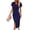 Dark Blue, variant on Women's Bodycon Midi Dress Short Sleeve V Neck Ruched Cocktail Party Dress Formal Slit Office Work Business Outfit Orange