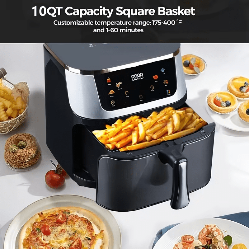 HOMEDAS® 6-in-1 Air Fryer 8.45QT 0illess 1400W Large Capacity Stainless Steel Air Fryers Healthy Cooker