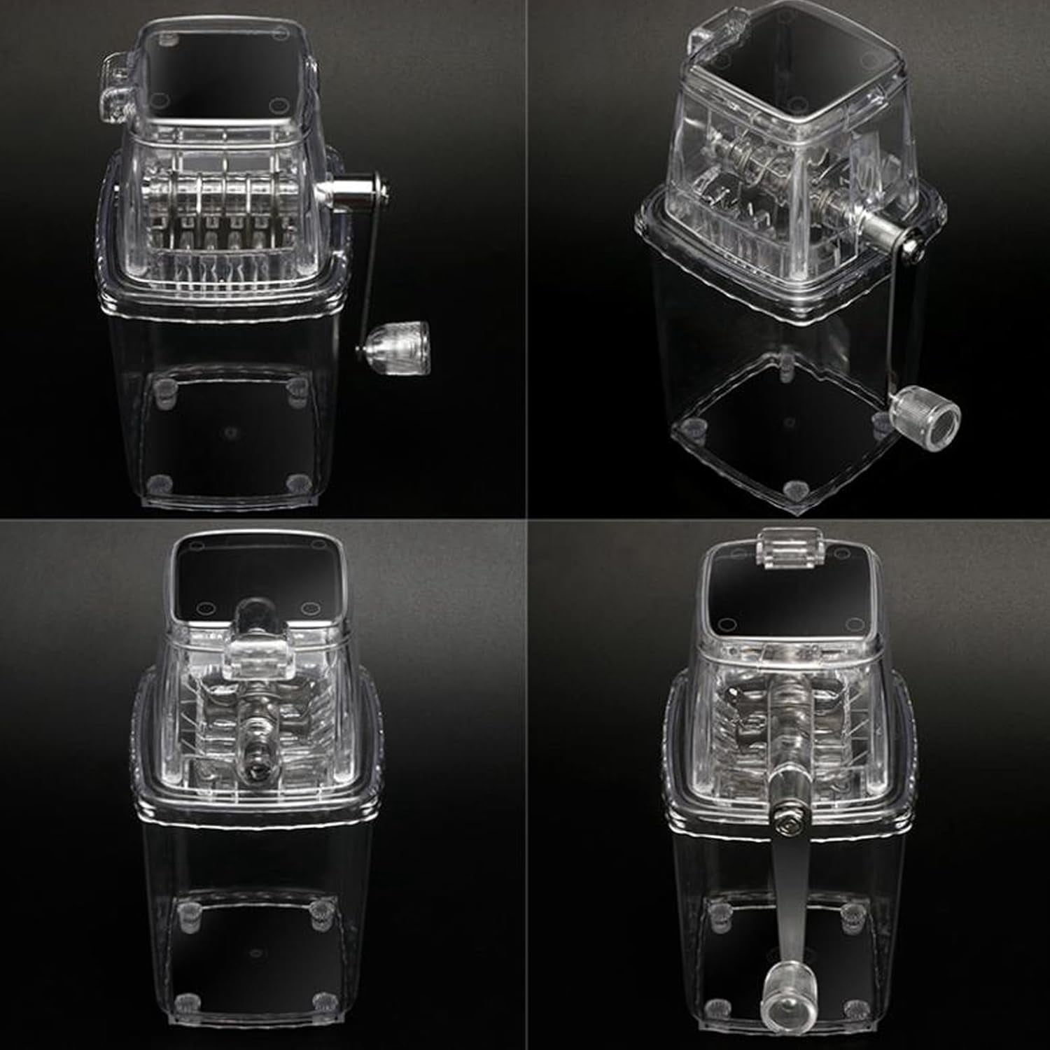 Manual Ice Crusher Machine: 1.25L Chrome Plated Ice Grinder, Portable Clear Ice Crushers for Home Use Office Outdoor Camping, Small DIY Hand-Crank Openable Lid Crushed Ice Shaver (Black)