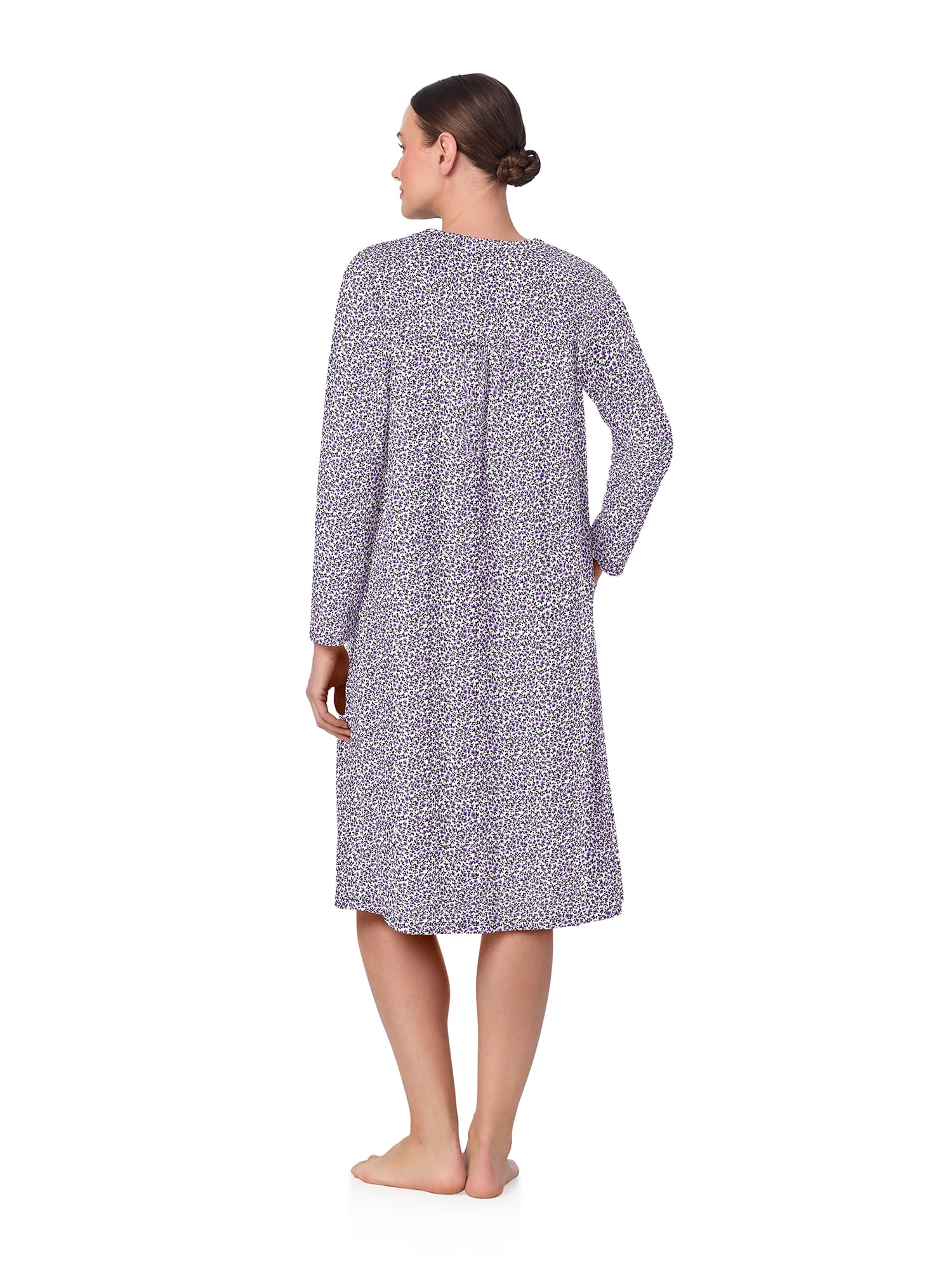 Aria Women’s Long Sleeve Stretch Velour 44" Sleepwear Nightgown, Sizes XS-5X
