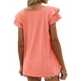 thumbnail image 6 of Spencer Women's Summer Tops V Neck Ruffle Short Sleeve Tunic Top Casual Flowy Blouse Shirts, 6 of 6