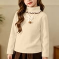 thumbnail image 6 of FAIWAD Girls Mock Neck Tops Long Sleeve Fleece Shirts with Bow Soft Warm School Daily Clothes, 6 of 9