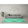 thumbnail image 3 of Ahgly Company Indoor Rectangle Abstract Turquoise Blue Modern Area Rugs, 2' x 4', 3 of 4