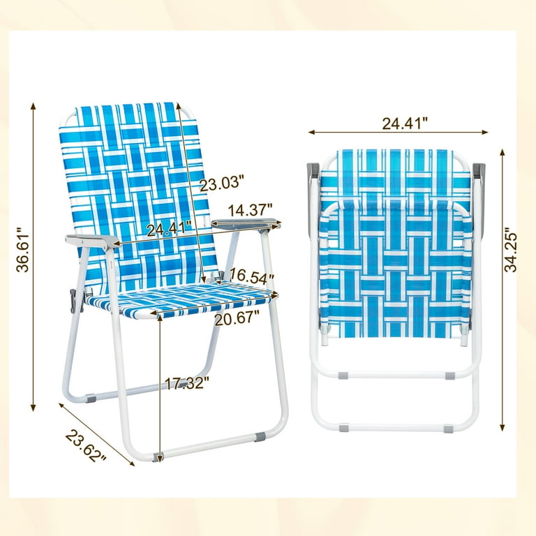 Ktaxon, Patio Folding Web Lawn Chair Set, 2 Pack, Light Blue