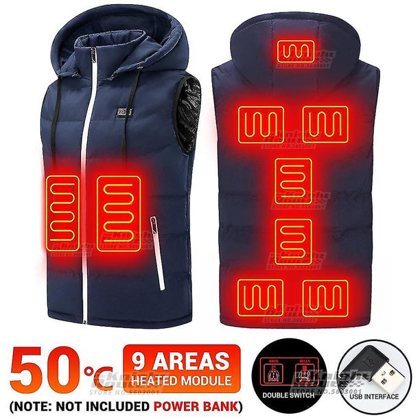 Chaleco Hetaed de 9 áreas, ropa de abrigo para hombres y mujeres, chaleco de autocalentamiento Usb, chaleco cálido para esquí, chaqueta térmica, ropa de caza para invierno Kuyhfg Bienvenido a Kuyhfg