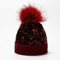 thumbnail image 2 of Glisme Winter Hat Women Outdoor Warm Knitted Hat Dyed Sequined Hat Ear Hat In Stylish Accessories Red, 2 of 5