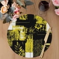 thumbnail image 3 of Yellow Black Round 15 Inch Placemats Set of 4, Modern Abstract Art Botanical HeatResistant Non Slip Place Mats for Dining Table, Wipeable Braided Kitchen Table Mats for Housewarming, 3 of 9