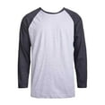 thumbnail image 4 of Men's Long Sleeve Crew Neck Baseball Shirt, Casual Dynamic Cotton Raglan T Shirts, Charcoal Gray/Heather Gray 2XL, 1 Count, 1 Pack, 4 of 7