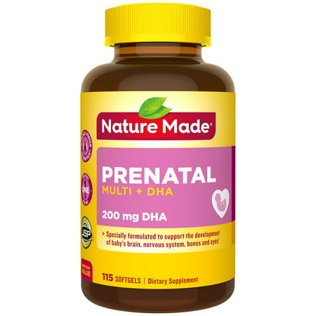 Nature Made® Prenatal Multivitamin + DHA Softgels, 115 Count to Support Baby’s