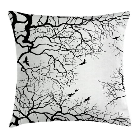 Nature Decor Throw Pillow Cushion Cover Birds Flying Over Twiggy