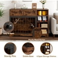 thumbnail image 4 of Homhougo Dog Crate Furniture 47”, Large Dog Crate TV Stand with 2 Drawers and 4 Shelves, Wooden Dog Kennel Indoor, Decorative Dog Cage with Storage for Large Dogs, Brown, 4 of 7