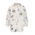 thumbnail image 4 of JingHai Womens 2 Piece Outfit Hawaiian Long Sleeve Button Down Shirt and Shorts Tracksuit Lounge Set Beige XL, 4 of 5