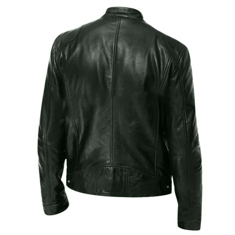 YDDIAN Men's Faux Leather Jacket Stand Collar Motorcycle Leather