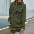 thumbnail image 2 of FEIFLY Women's Sweatshirts Loose Hoodie Mid Length Hoodie Dress Pullover Long Sleeve Solid Color Leisure Winter Autumn Workout Tops, 2 of 6