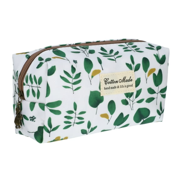 1pc Bolsa de Maquillaje Impresa para Mujeres para Viajes de Negocios, Vacaciones, Camping, Nylon Blanco Verde
