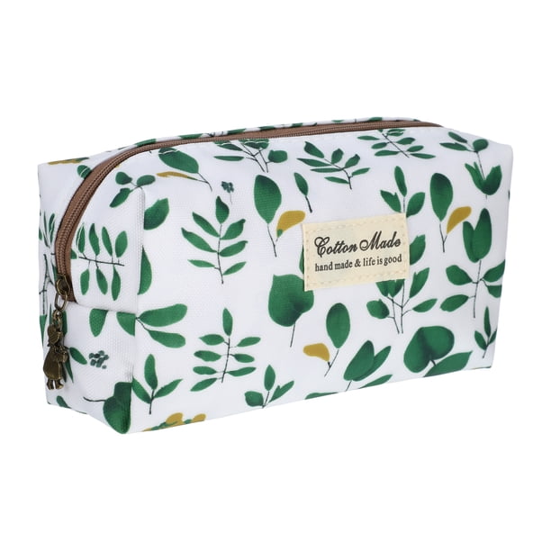 1pc Bolsa de Maquillaje Impresa para Mujeres para Viajes de Negocios, Vacaciones, Camping, Nylon Blanco Verde