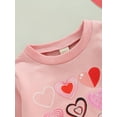 thumbnail image 5 of Diconna Baby Girl Boy Valentine s Day Clothes Heart Print Long Sleeve Crewneck Pullover Sweatshirt Cute Romper Outfit Pink 12-18 Months, 5 of 8