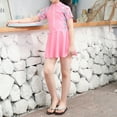 thumbnail image 5 of IBTOM CASTLE Toddler Girls Swimsuit Short Sleeve Zipper Swimdress + Shorts Two Piece Bathing Suits for Kids Teens Beachwear Swimwear 2-3 Years Pink, 5 of 8
