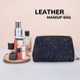thumbnail image 4 of Bingfone Navy Dark Blue Print Leather Makeup Bag, Portable Hand-held Zipper Female Cosmetic Bag Toiletry Bag, Suitable for Home and Travel, 4 of 6