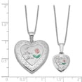 thumbnail image 3 of White Sterling Silver Charm Pendant Rhodium-Plated Rose I Love You Heart Locket & Neckl, 3 of 3