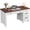 White&Brown, variant on M optimized Wood Executive Desk with Power Outlet, Home Office Desk with Drawers, Work Desk with File Cabinet, Computer Desk for Work, Study, Writing