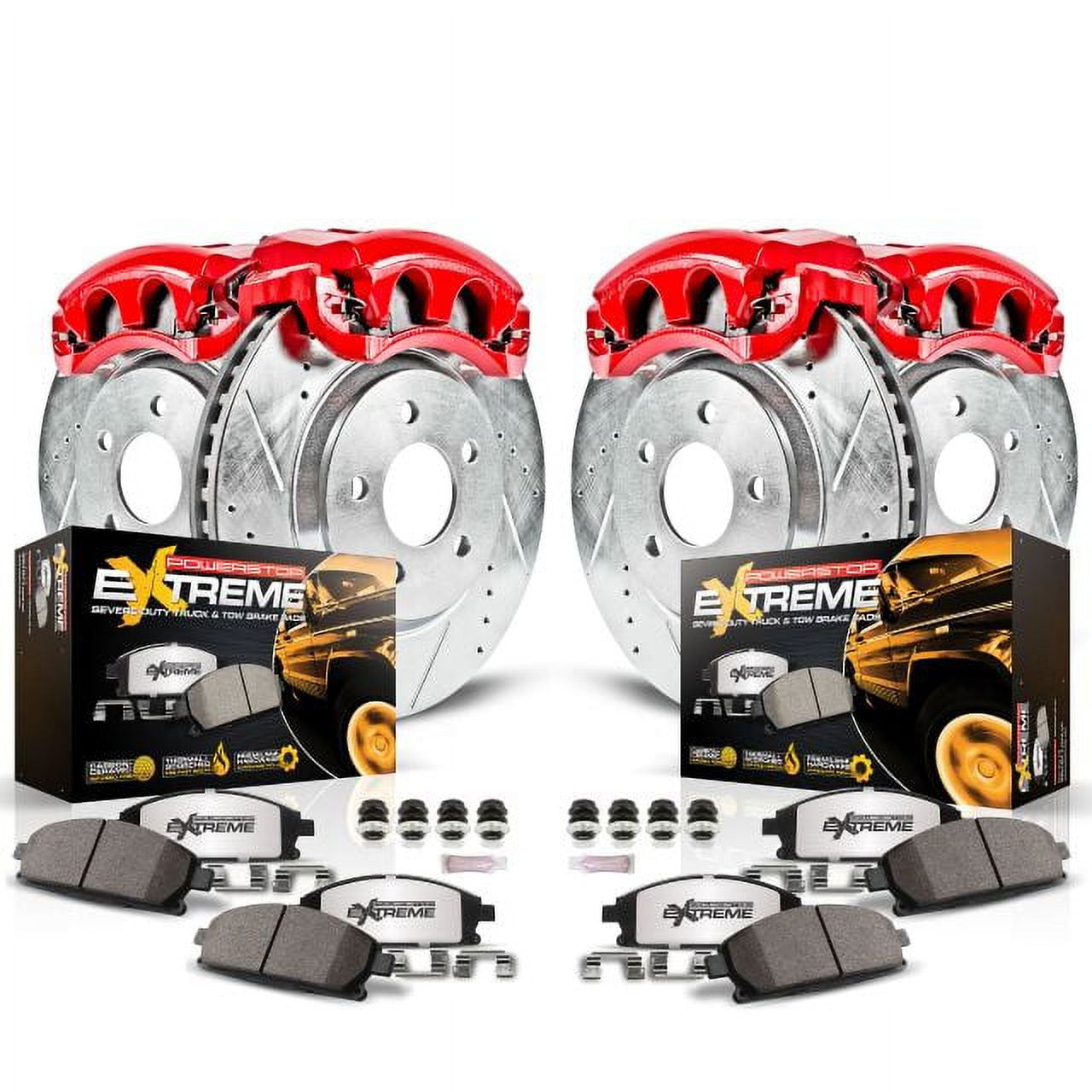PowerStop Front and Rear Z36 Truck & Tow Brake Pad and Rotor Kit with Red Powder Coated Calipers Fits: CHEVROLET GMC Select Models KC2826-36