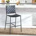 thumbnail image 3 of SAFAVIEH Olenna Coastal Woven Counter Stool, Black/Black (17.8 in. W x 21.5 in. D x 39.8 in. H), 3 of 7