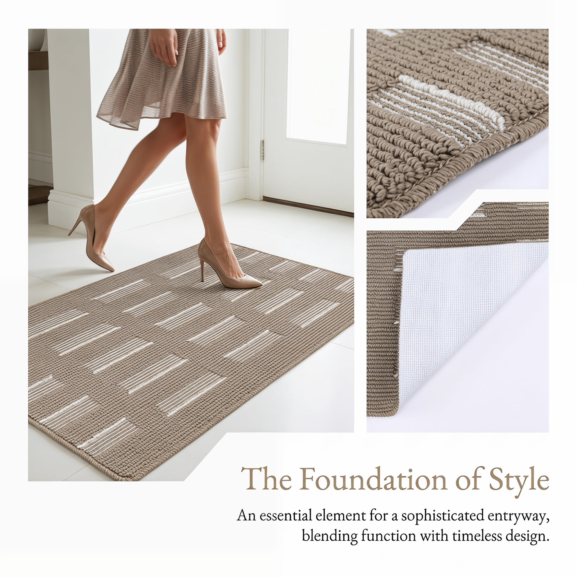 Unique Bargains Geometric Door Mat Indoor Outdoor Waterproof Welcome Mat Brown 32" x 20"