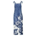 thumbnail image 4 of Tnhcen Women's Floral Print Sleeveless Jumpsuit - 2-Pocket Casual Beach Romper Lightweight 100% Polyester Bamboo-Linen Blend Overalls with Adjustable Straps Plus Size (S-5XL), 4 of 5