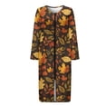 thumbnail image 4 of Xoenoiee Maple Leaves Print Nightgown House Dress Thanksgiving Zip up Robes for Women Long Lounge Dress House Coat Women Full Length Loungewear, Size 4XL, 4 of 7