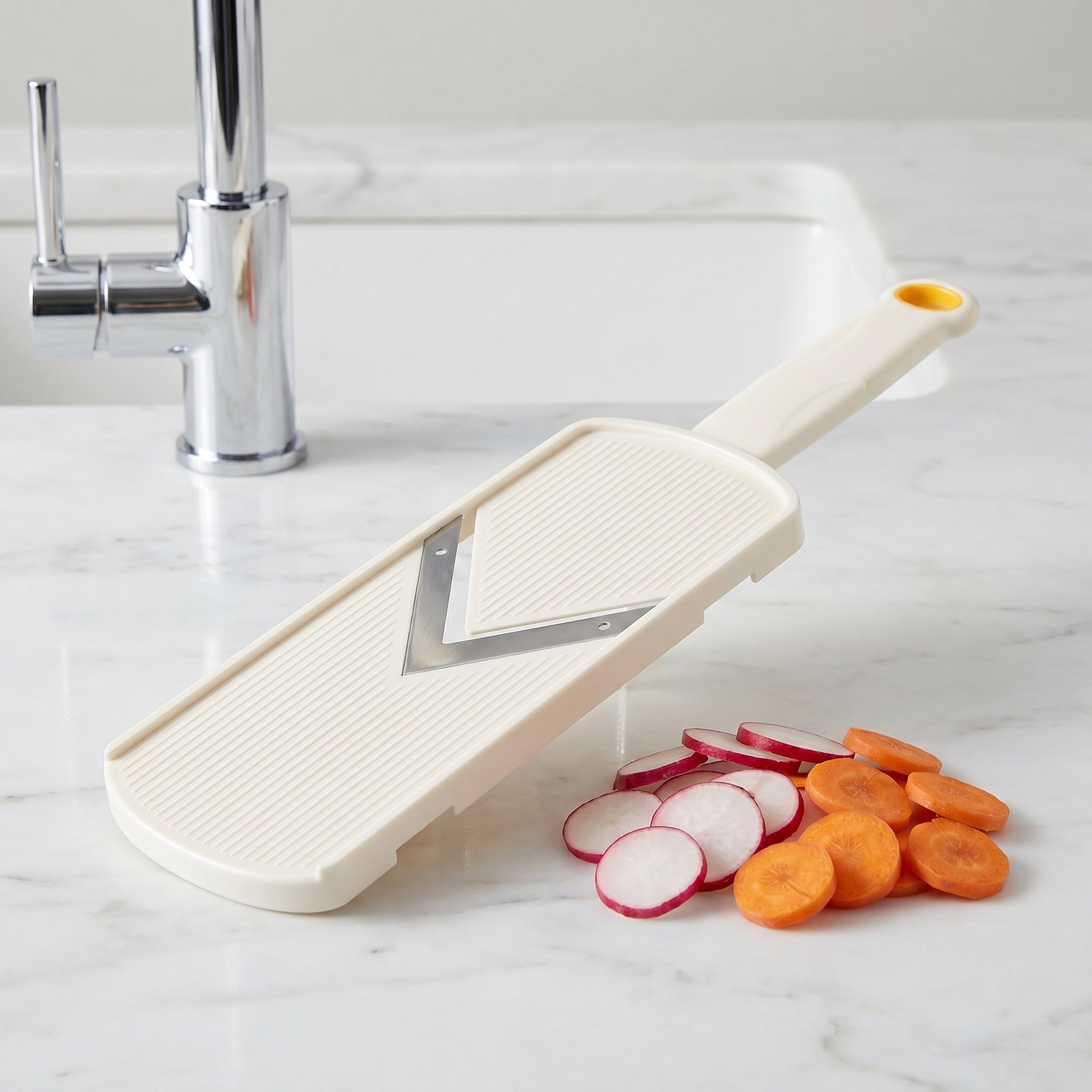 Unique Bargains Multifunctional Mandoline Slicer & Chopper for Kitchen White 12"x3.3"