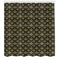thumbnail image 3 of Yellow Damask Shower Curtain, Royal Venetian Style Floral Ornament with Stylized Leaves Stems, Fabric Bathroom Set with Hooks, 69W X 70L Inches, Charcoal Grey and Yellow, by Ambesonne, 3 of 3