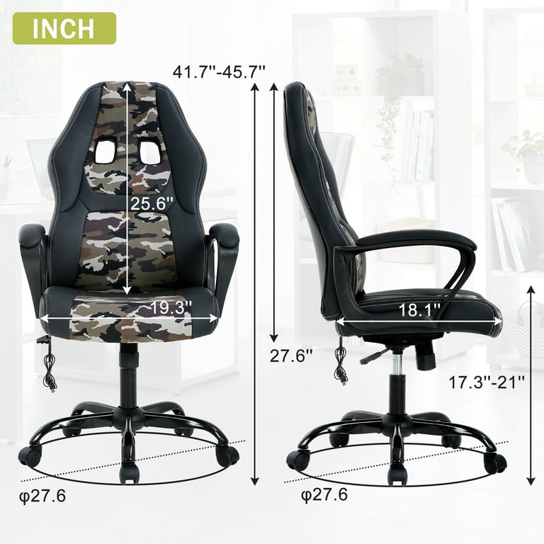 PC Gaming Chair Ergonomic Computer Chair Adjustable Office Chair Swivel  Video Game Chair Racing Chair with Lumbar Support and Headrest High Back  Executive Chair for Adults, Camo